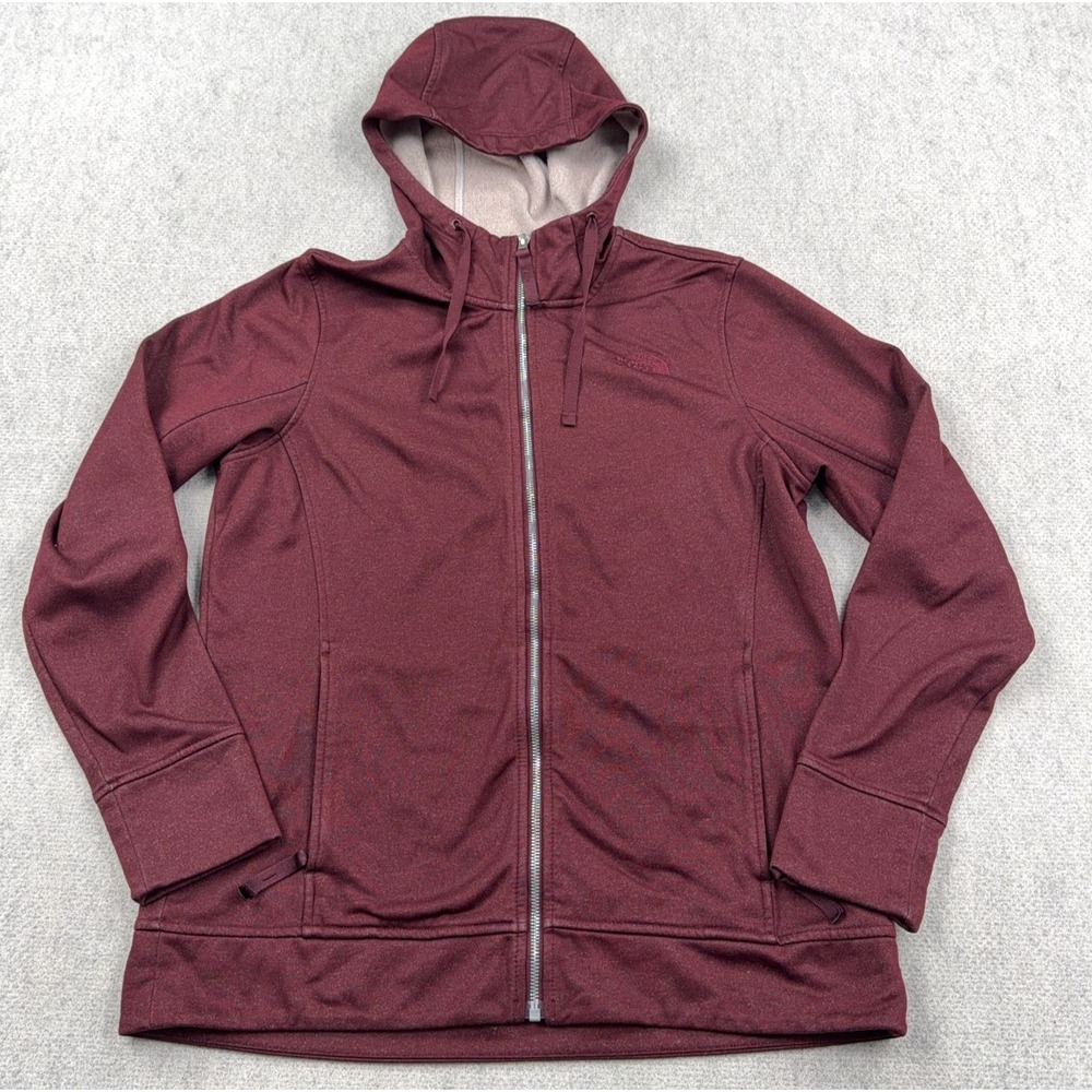 The North Face Jacket Women Large Maroon Full Zip Hoodie Hooded Mock Neck